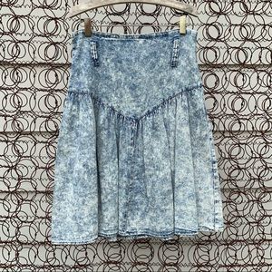 Vintage 80s acid wash denim yoke basque waist skirt